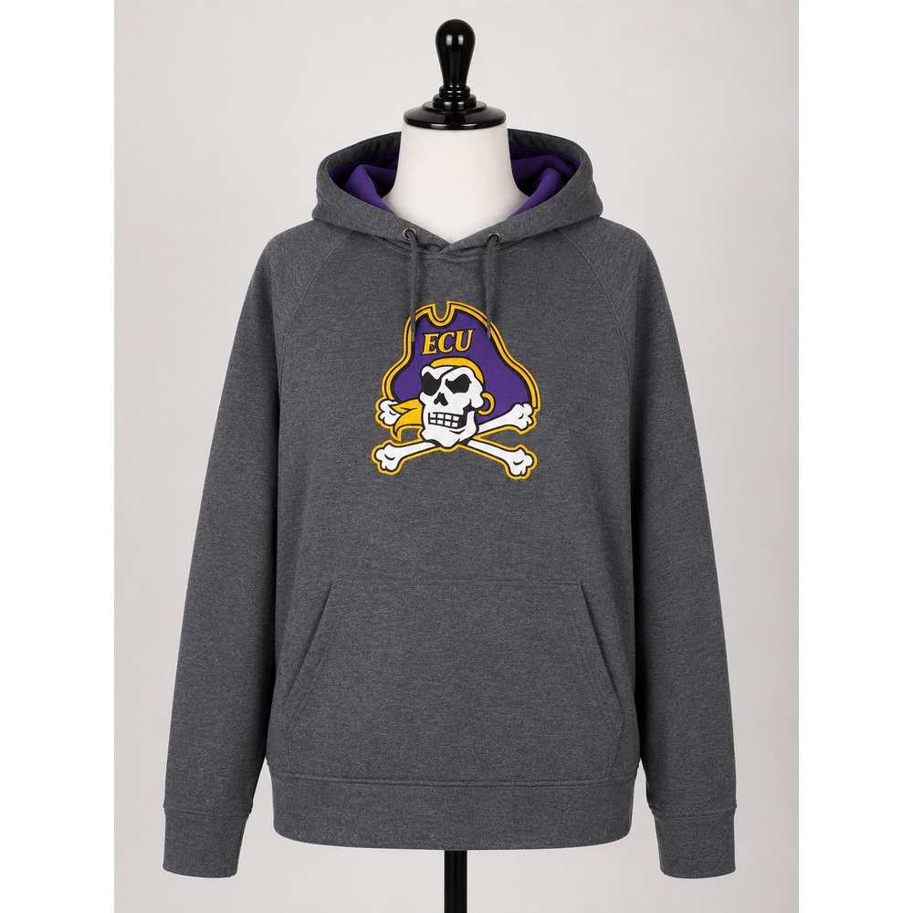 Colosseum ECU East Carolina University Pirates Hoodie Gray Purple Small Mens